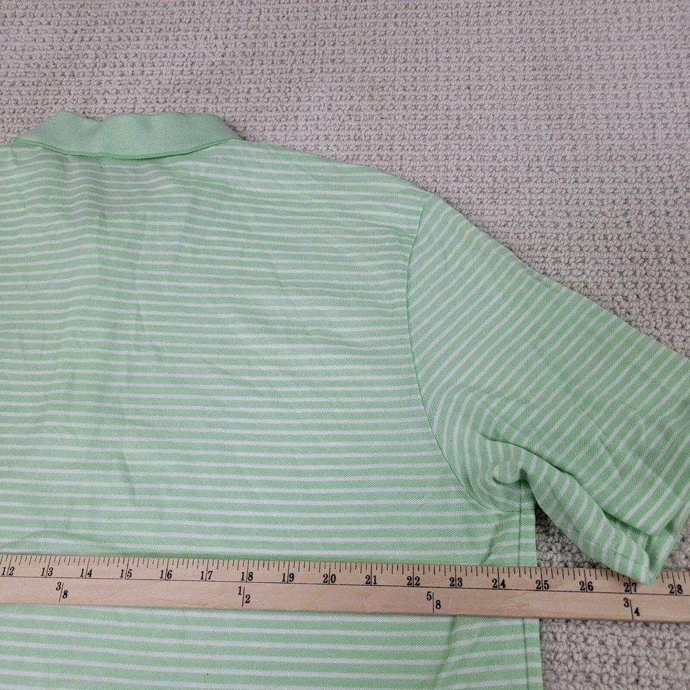 Polo Ralph Lauren Shirt‎ Mens XL Green White Striped Golf Short Sleeve Cotton